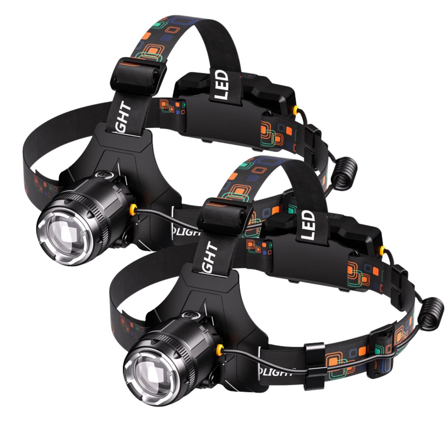 Pack 2 Linternas de Cabeza LED 950 Lúmenes Recargable 2 Baterías Sensor Zoom